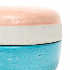  Bitossi Bitossi Box Ceramic Pink White Blue Signed - 4432843