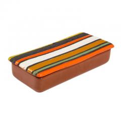  Bitossi Bitossi Box Ceramic Thailandia Stripes Orange White Signed - 2805492