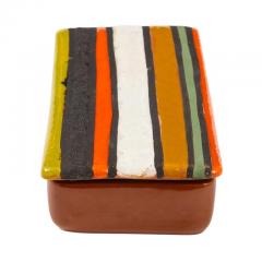  Bitossi Bitossi Box Ceramic Thailandia Stripes Orange White Signed - 2805496