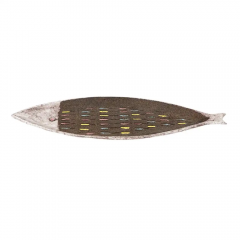  Bitossi Bitossi Fish Tray Ceramic White Matte Brown Pink Blue Incised Signed - 3101173