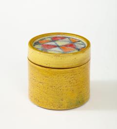  Bitossi Bitossi Glazed Ceramic Lidded Box with Fused Glass Mosaic Italy c 1960s - 2692158