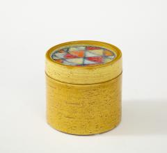 Bitossi Bitossi Glazed Ceramic Lidded Box with Fused Glass Mosaic Italy c 1960s - 2692160