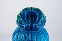  Bitossi Bitossi Kwan Yin Buddha Coin Bank Ceramic Blue Green Paisley Signed - 2743276