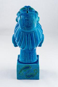  Bitossi Bitossi Kwan Yin Buddha Coin Bank Ceramic Blue Green Paisley Signed - 2743290