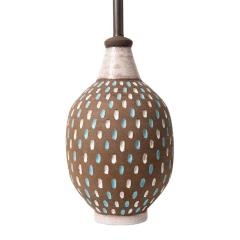  Bitossi Bitossi Lamp Ceramic Brown White Blue Speckled Signed - 2844451