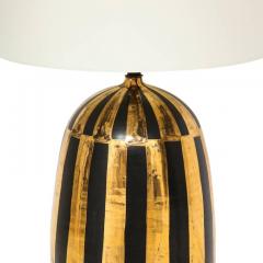  Bitossi Bitossi Lamp Ceramic Metallic Gold and Black Stripes Signed - 2777081