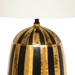  Bitossi Bitossi Lamp Ceramic Metallic Gold and Black Stripes Signed - 2777082