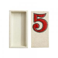  Bitossi Bitossi Number 5 Box Ceramic Red White Signed - 2842153