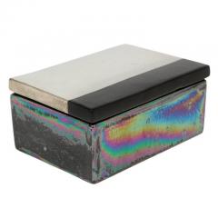  Bitossi Bitossi Raymor Box Ceramic Metallic Chrome Silver Black Iridescent Signed - 2817070