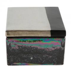  Bitossi Bitossi Raymor Box Ceramic Metallic Chrome Silver Black Iridescent Signed - 2817076