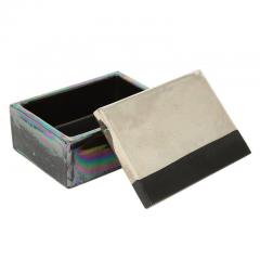  Bitossi Bitossi Raymor Box Ceramic Metallic Chrome Silver Black Iridescent Signed - 2817077