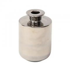  Bitossi Bitossi Raymor Vase Ceramic Metallic Platinum Silver Chrome Signed - 3309633