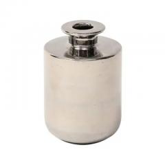  Bitossi Bitossi Raymor Vase Ceramic Metallic Platinum Silver Chrome Signed - 3309636