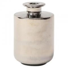  Bitossi Bitossi Raymor Vase Ceramic Metallic Platinum Silver Chrome Signed - 3309651