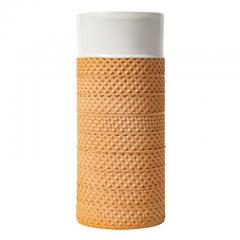  Bitossi Bitossi Raymor Vase Ceramic White Impressed Terracotta Honeycomb Signed - 2743152