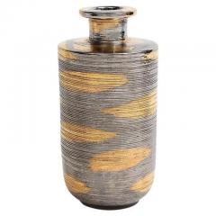  Bitossi Bitossi Vase Ceramic Abstract Brushed Metallic Gold Platinum - 3535740