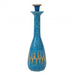  Bitossi Bitossi Vase Ceramic Blue Gold Geometric Signed - 2754501