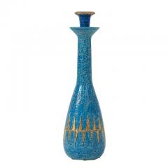  Bitossi Bitossi Vase Ceramic Blue Gold Geometric Signed - 2754502