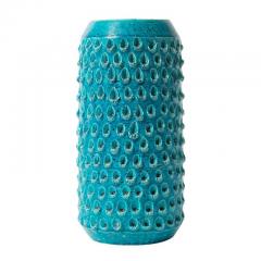  Bitossi Bitossi Vase Ceramic Blue Turquoise Impressed Textured Signed - 2743135