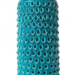  Bitossi Bitossi Vase Ceramic Blue Turquoise Impressed Textured Signed - 2743167