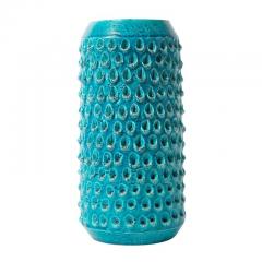  Bitossi Bitossi Vase Ceramic Blue Turquoise Impressed Textured Signed - 2743174