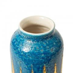  Bitossi Bitossi Vase Ceramic Blue and Gold Geometric Signed - 2743124