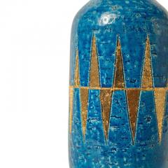  Bitossi Bitossi Vase Ceramic Blue and Gold Geometric Signed - 2743154