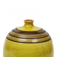  Bitossi Bitossi Vase Ceramic Chartreuse Green Earth Tones Stripes Signed - 2743538