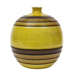  Bitossi Bitossi Vase Ceramic Chartreuse Green Earth Tones Stripes Signed - 2743539