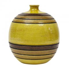  Bitossi Bitossi Vase Ceramic Chartreuse Green Earth Tones Stripes Signed - 2743542