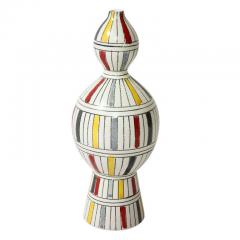  Bitossi Bitossi Vase Ceramic Geometric Stripes White Yellow Black Red Signed - 2833692