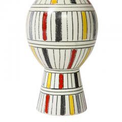  Bitossi Bitossi Vase Ceramic Geometric Stripes White Yellow Black Red Signed - 2833695