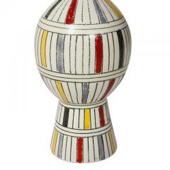  Bitossi Bitossi Vase Ceramic Geometric Stripes White Yellow Black Red Signed - 2833699