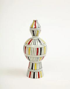  Bitossi Bitossi Vase Ceramic Geometric Stripes White Yellow Black Red Signed - 4147557