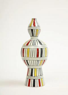  Bitossi Bitossi Vase Ceramic Geometric Stripes White Yellow Black Red Signed - 4147558