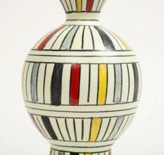  Bitossi Bitossi Vase Ceramic Geometric Stripes White Yellow Black Red Signed - 4147563
