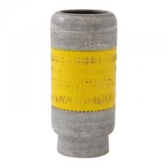  Bitossi Bitossi Vase Ceramic Gray and Yellow Impressed Signed - 2833755