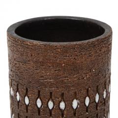  Bitossi Bitossi Vase Ceramic Incised Brown White Beaded Signed - 2743599
