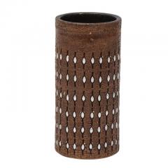  Bitossi Bitossi Vase Ceramic Incised Brown White Beaded Signed - 2743600