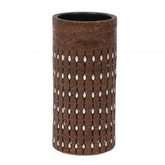  Bitossi Bitossi Vase Ceramic Incised Brown White Beaded Signed - 2743609