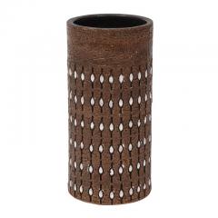 Bitossi Bitossi Vase Ceramic Incised Brown White Beaded Signed - 2743610