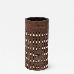  Bitossi Bitossi Vase Ceramic Incised Brown White Beaded Signed - 2749510