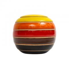  Bitossi Bitossi Vase Ceramic Stripes Yellow Orange Red Brown Black Signed - 2833625