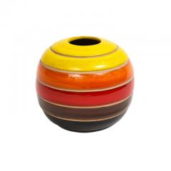  Bitossi Bitossi Vase Ceramic Stripes Yellow Orange Red Brown Black Signed - 2833627