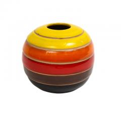  Bitossi Bitossi Vase Ceramic Stripes Yellow Orange Red Brown Black Signed - 2833628