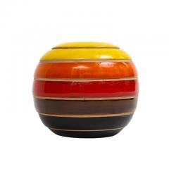  Bitossi Bitossi Vase Ceramic Stripes Yellow Orange Red Brown Black Signed - 2833629