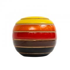  Bitossi Bitossi Vase Ceramic Stripes Yellow Orange Red Brown Black Signed - 2833630