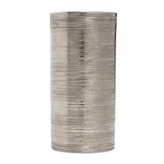  Bitossi Bitossi for Berkeley House Vase Brushed Metallic Silver Chrome Signed - 2776315