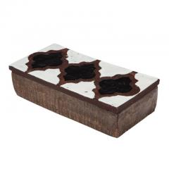  Bitossi Bitossi for Raymor Box Ceramic White Black and Brown Signed - 2743977