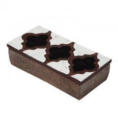  Bitossi Bitossi for Raymor Box Ceramic White Black and Brown Signed - 2743978